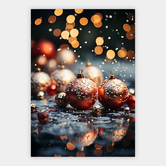 Rote Weihnachtskugeln im Schnee Poster – Freisteller
