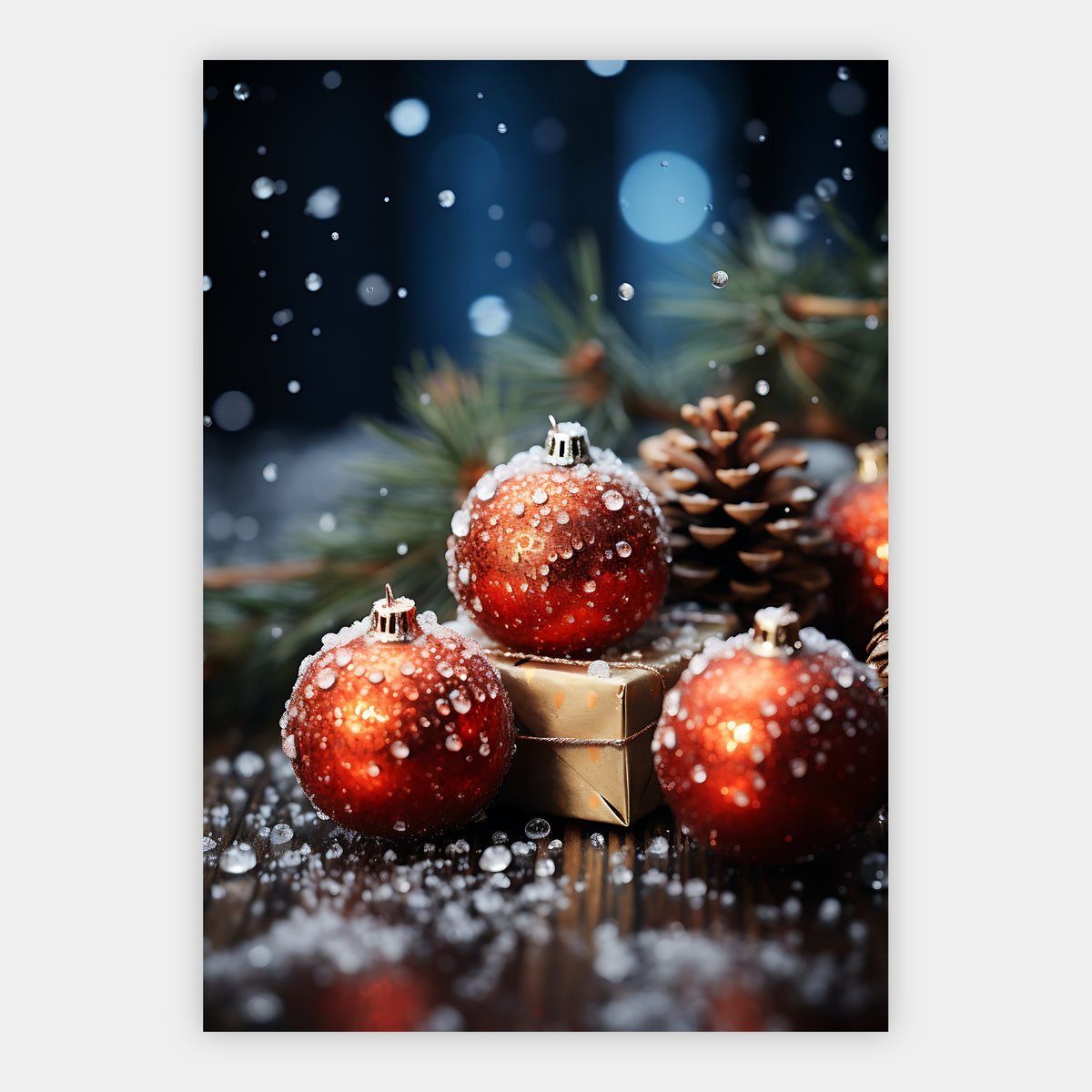 Christbaumkugeln und Geschenke Poster – Freisteller