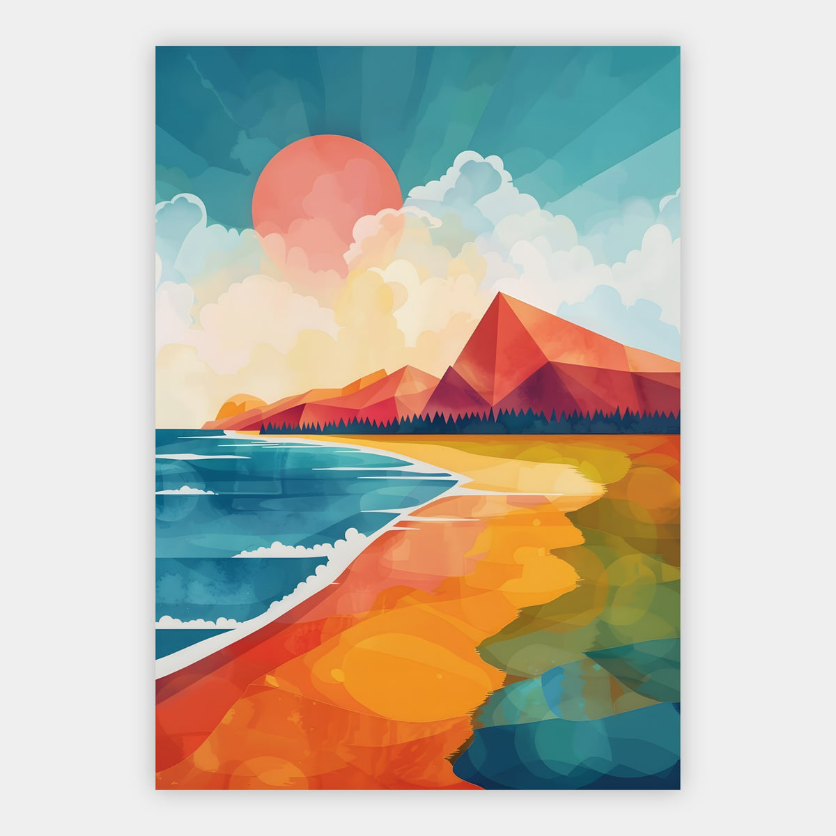 Bunte Küstenlandschaft Poster – Freisteller