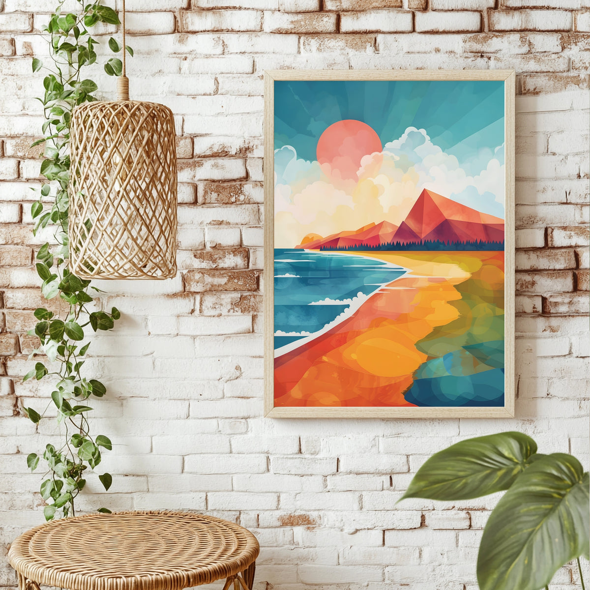 Bunte Küstenlandschaft Poster – Raumansicht 1
