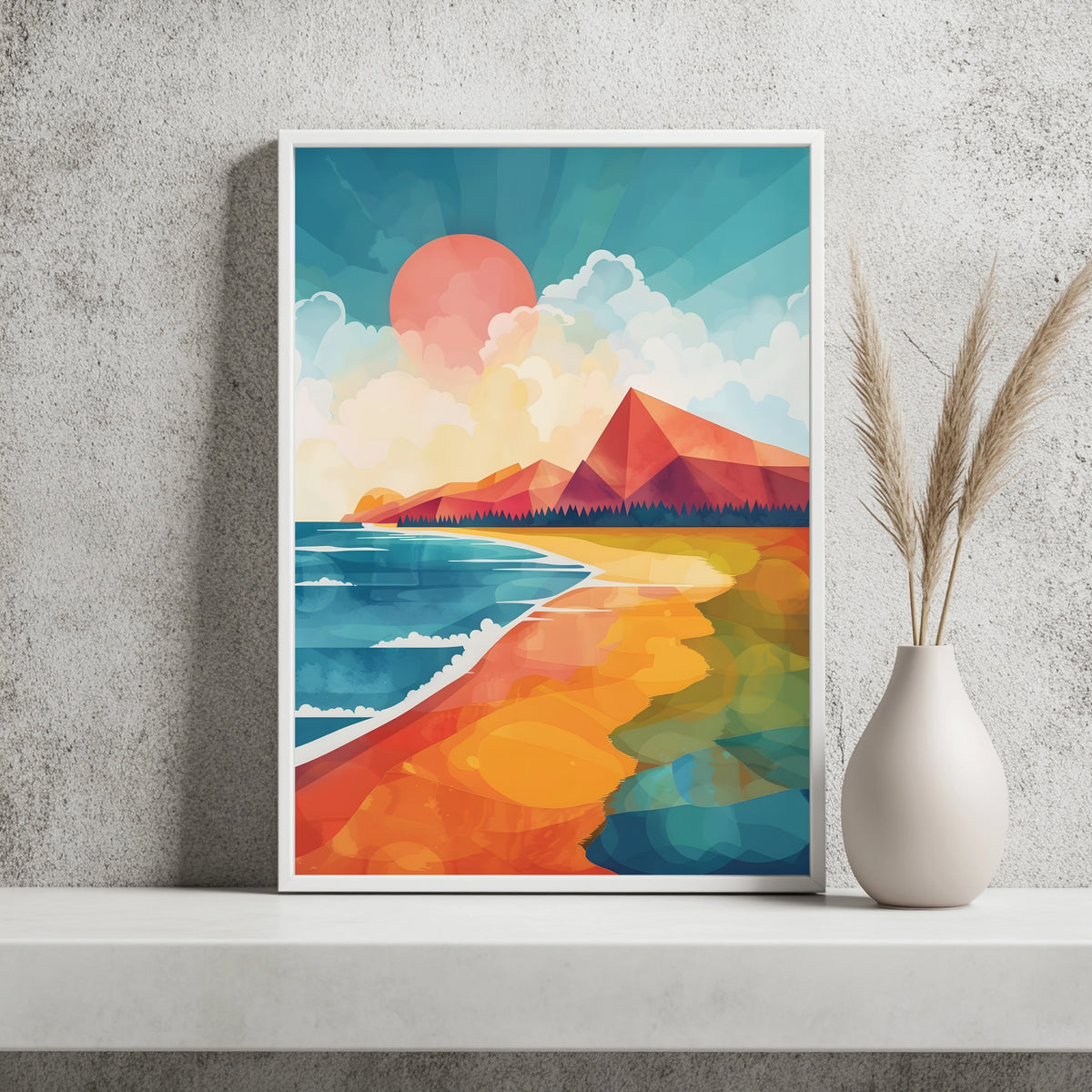 Bunte Küstenlandschaft Poster – Raumansicht 2