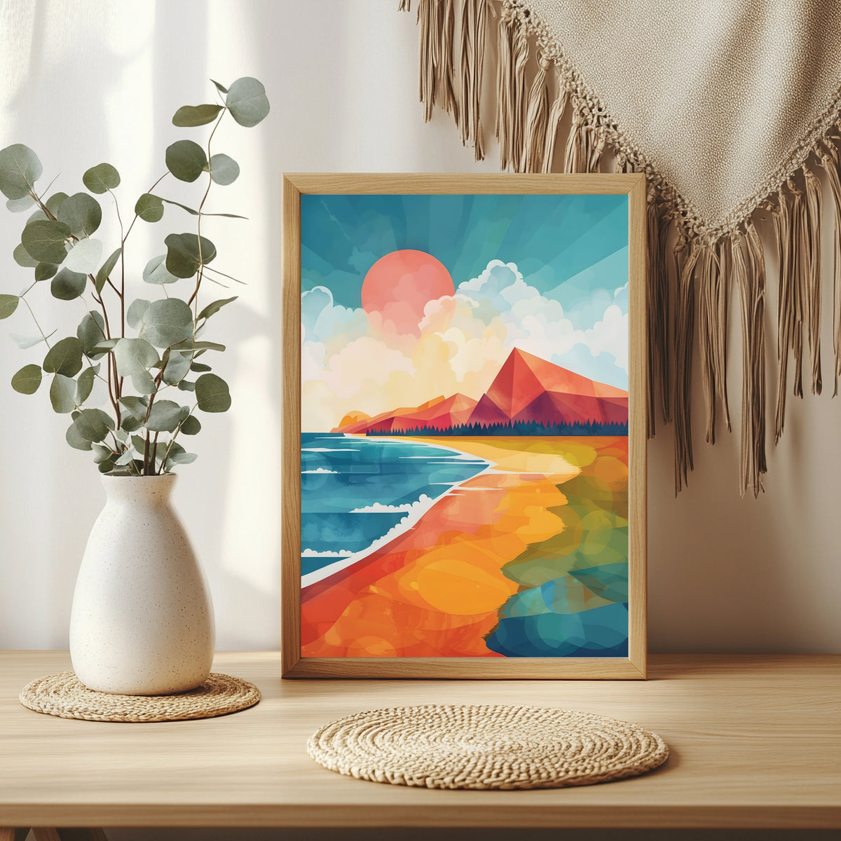 Bunte Küstenlandschaft Poster – Raumansicht 3