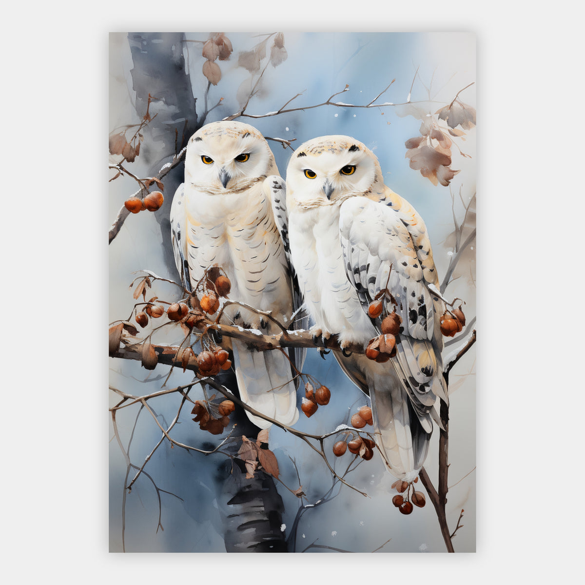 Zwei Schneeeulen Poster – Freisteller