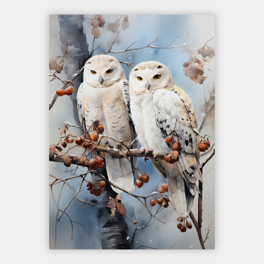 Zwei Schneeeulen Poster – Freisteller