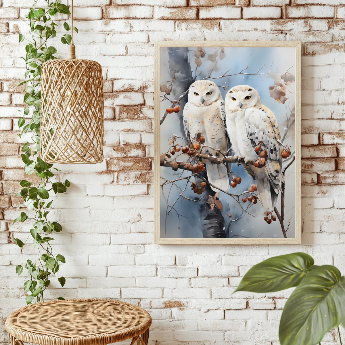 Zwei Schneeeulen Poster – Raumansicht 1