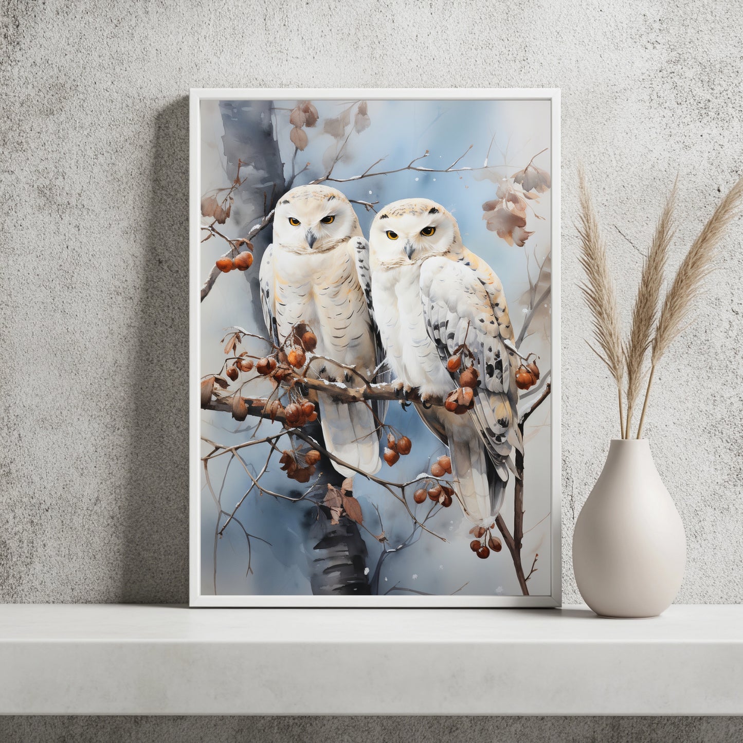 Zwei Schneeeulen Poster – Raumansicht 2