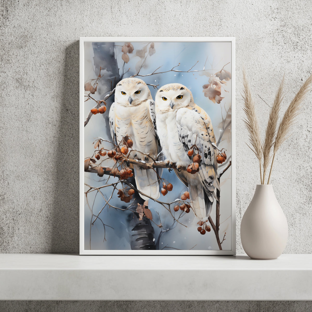 Zwei Schneeeulen Poster – Raumansicht 2