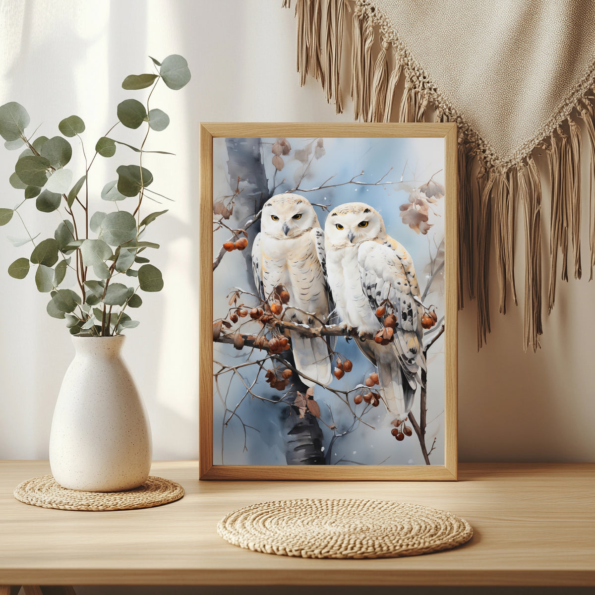 Zwei Schneeeulen Poster – Raumansicht 3