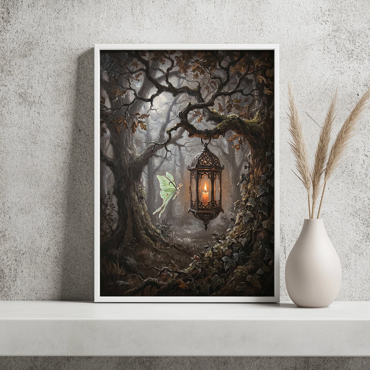 Laterne im verwunschenen Wald Poster – Raumansicht 2