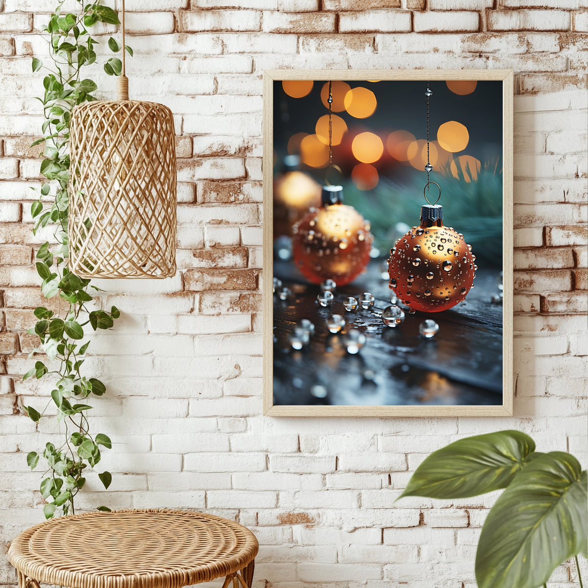 Goldene Christbaumkugel Poster – Raumansicht 1