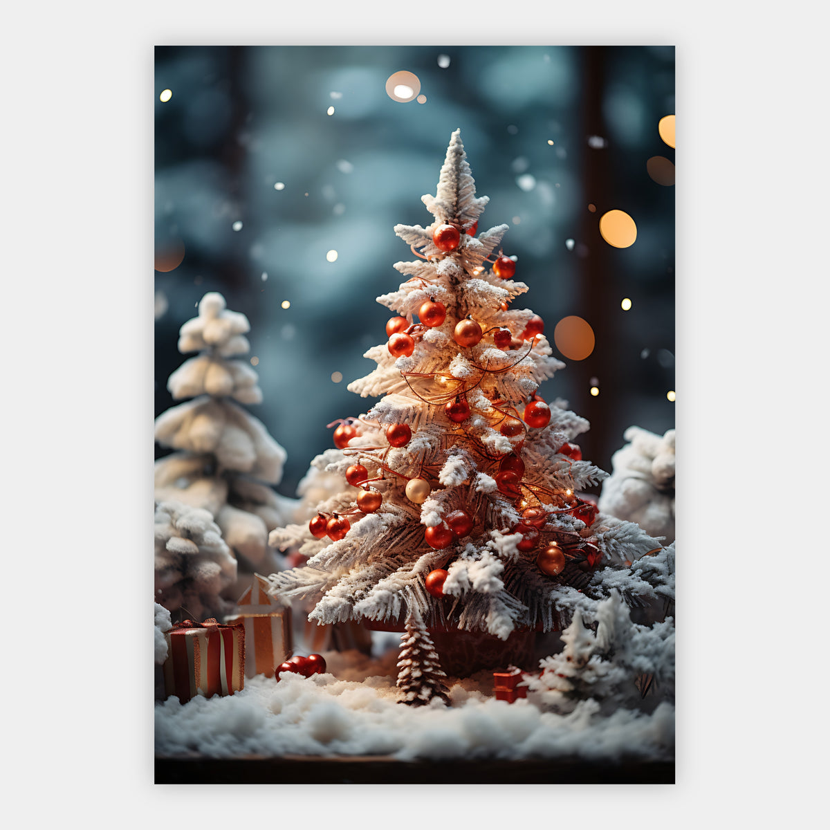 Verschneiter Weihnachtsbaum Poster – Freisteller