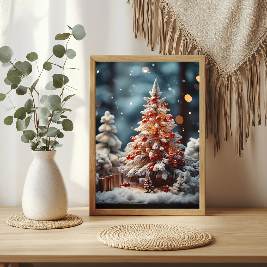 Verschneiter Weihnachtsbaum Poster – Raumansicht 3