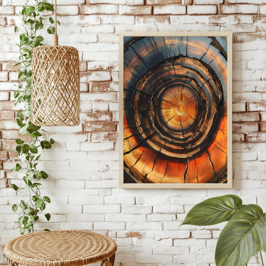 Baumringe in Orange Poster – Raumansicht 1
