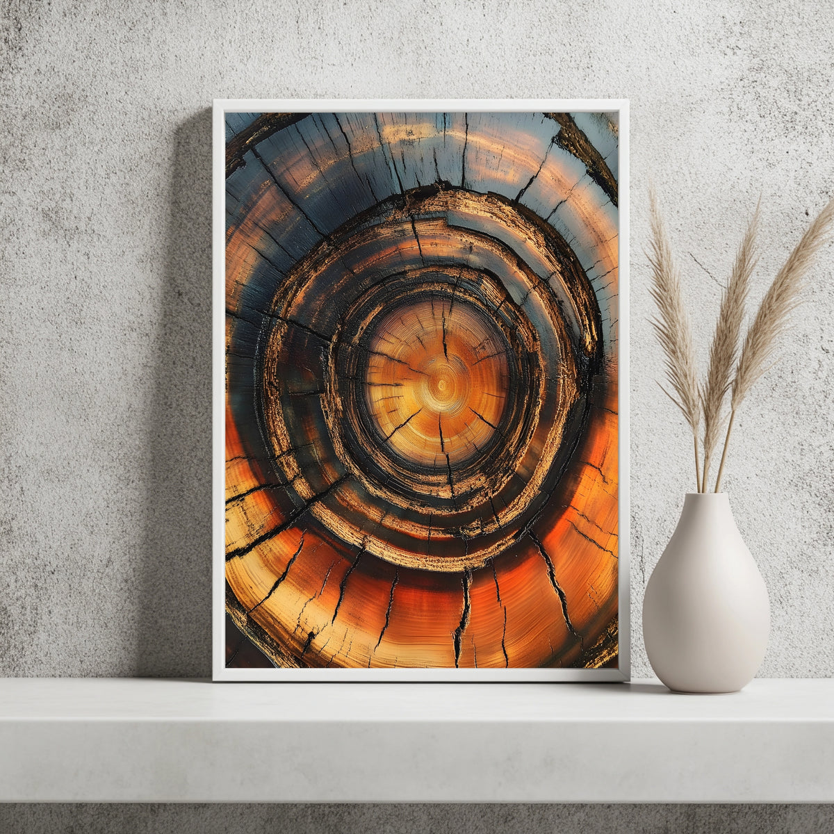 Baumringe in Orange Poster – Raumansicht 2