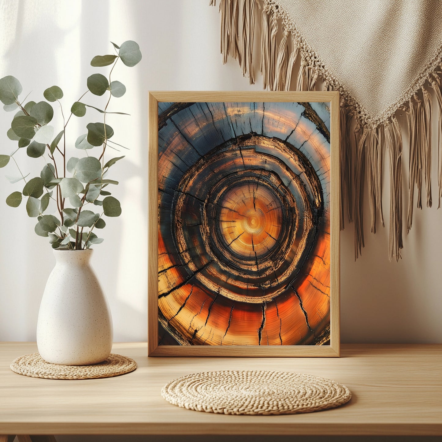 Baumringe in Orange Poster – Raumansicht 3