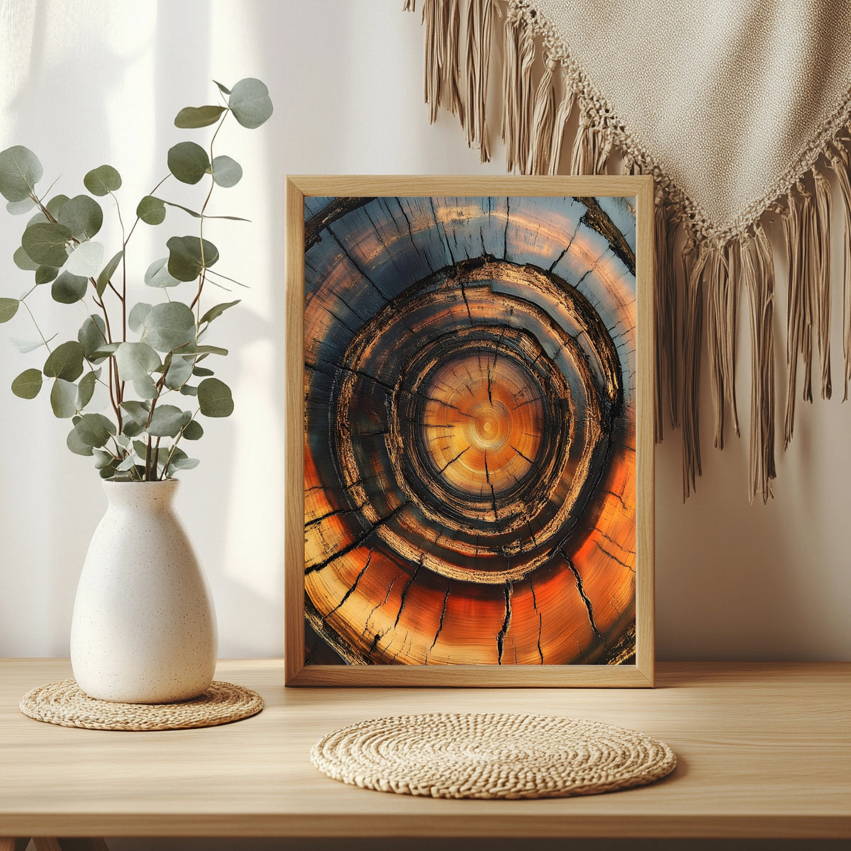 Baumringe in Orange Poster – Raumansicht 3