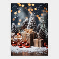 Geschenke zwischen kleinen Tannen Poster – Freisteller