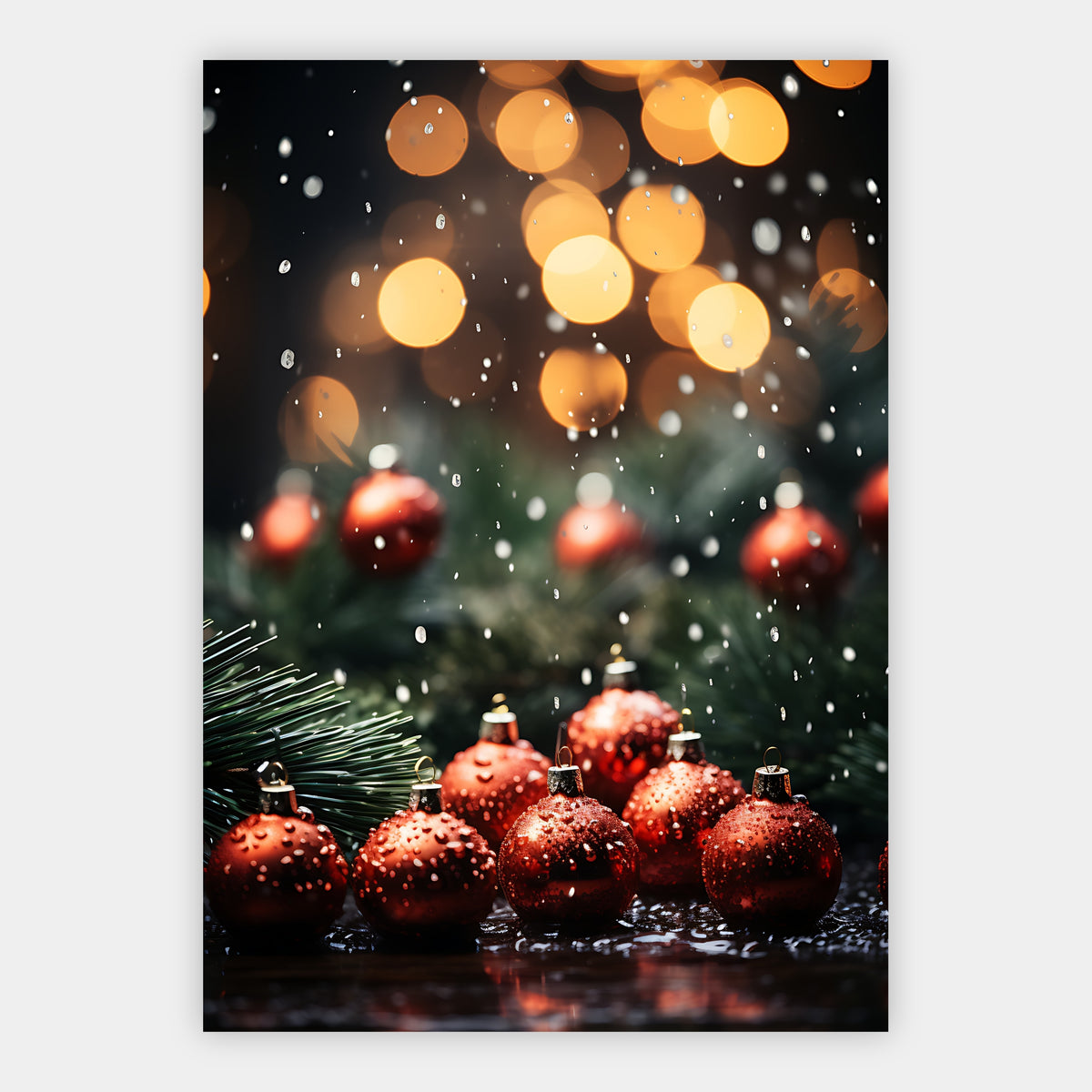 Christbaumkugeln auf Tannengrün Poster – Freisteller