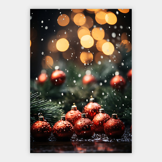 Christbaumkugeln auf Tannengrün Poster – Freisteller