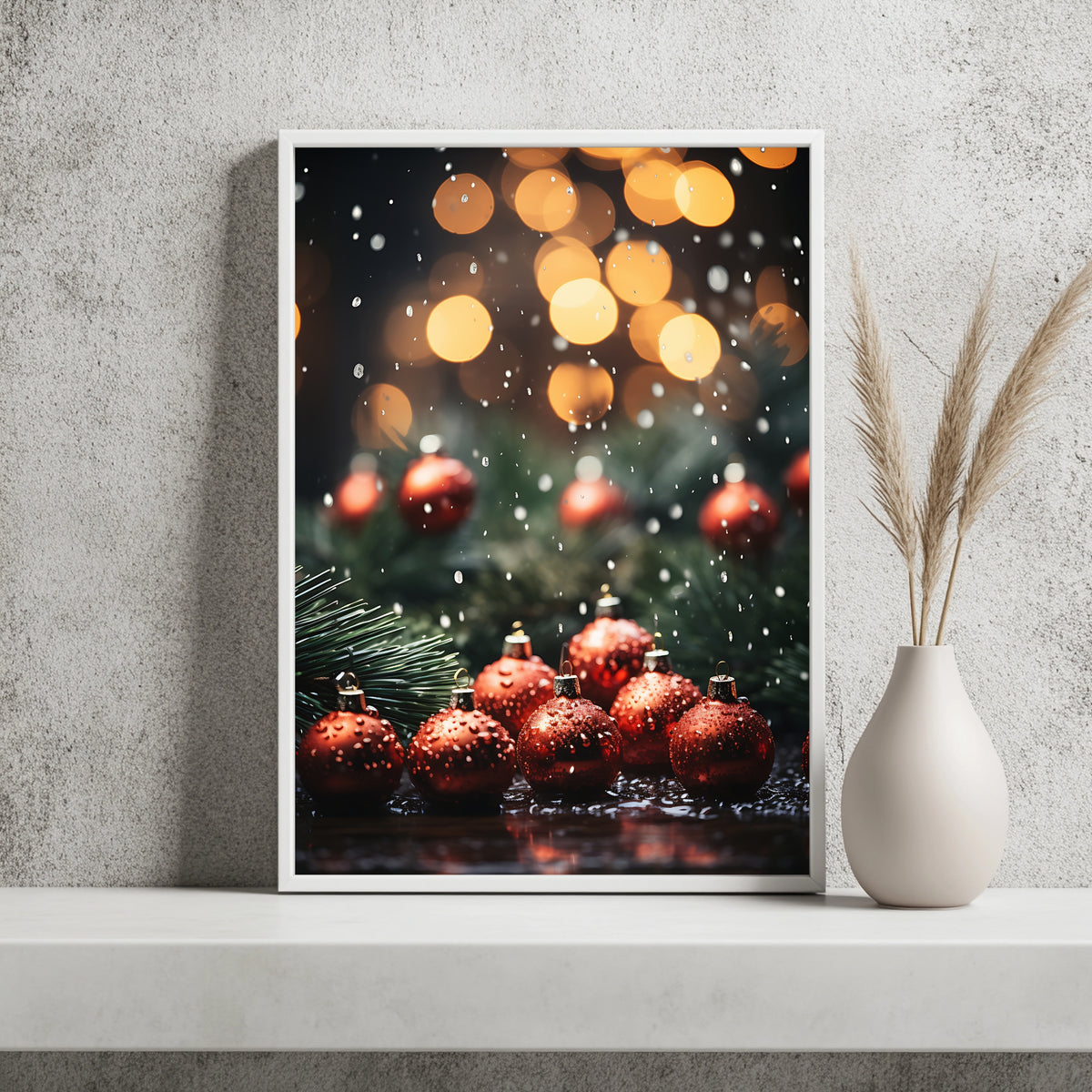 Christbaumkugeln auf Tannengrün Poster – Raumansicht 2
