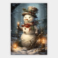 Schneemann im Kerzenlicht Poster – Freisteller