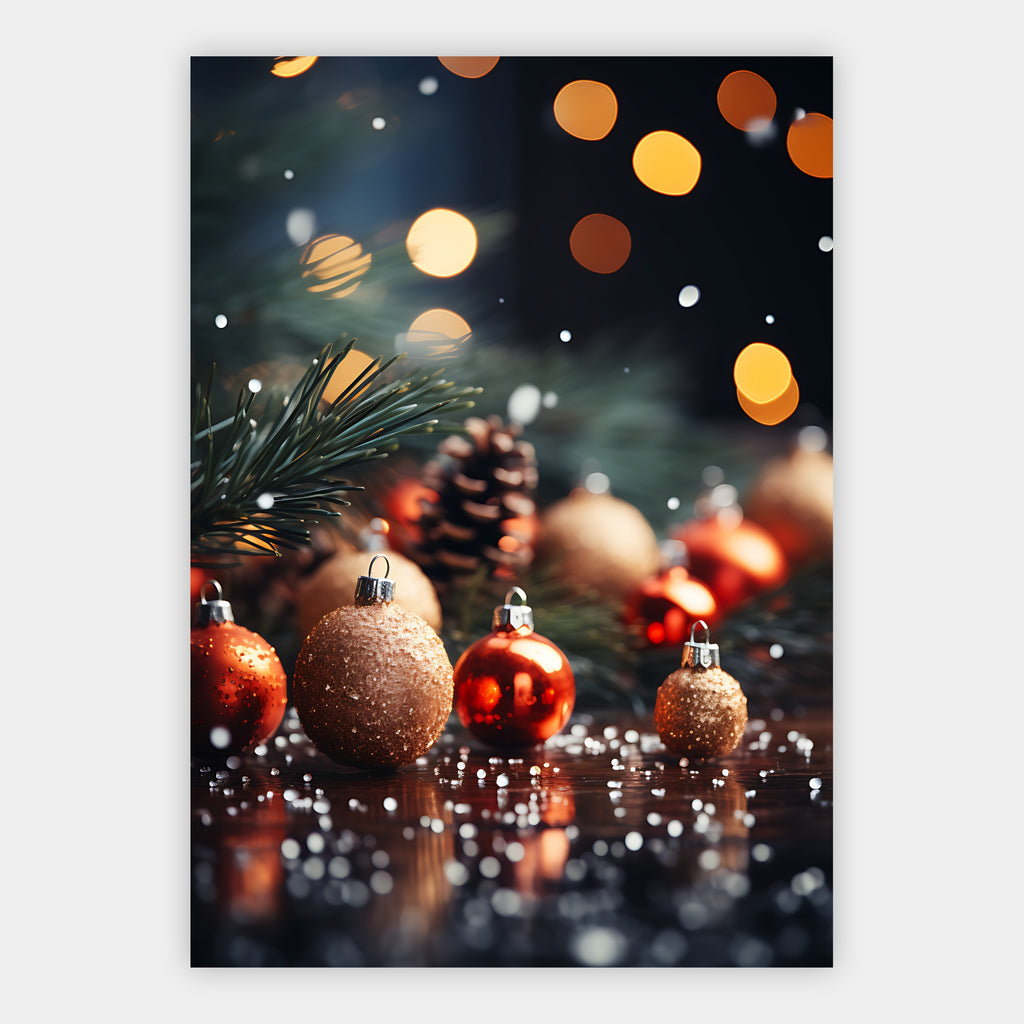 Weihnachtskugeln und Tannenzapfen Poster – Freisteller