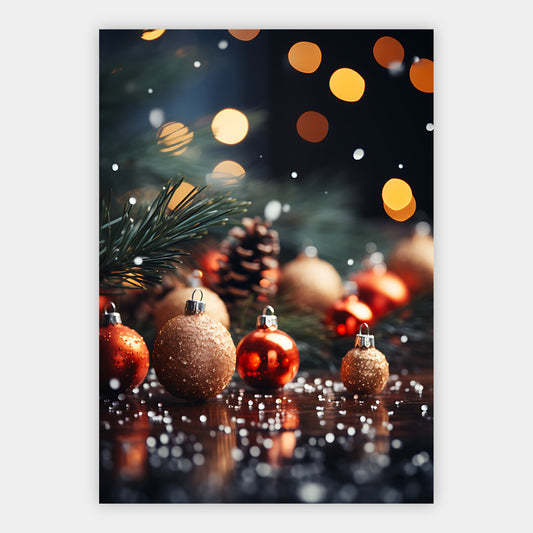 Weihnachtskugeln und Tannenzapfen Poster – Freisteller