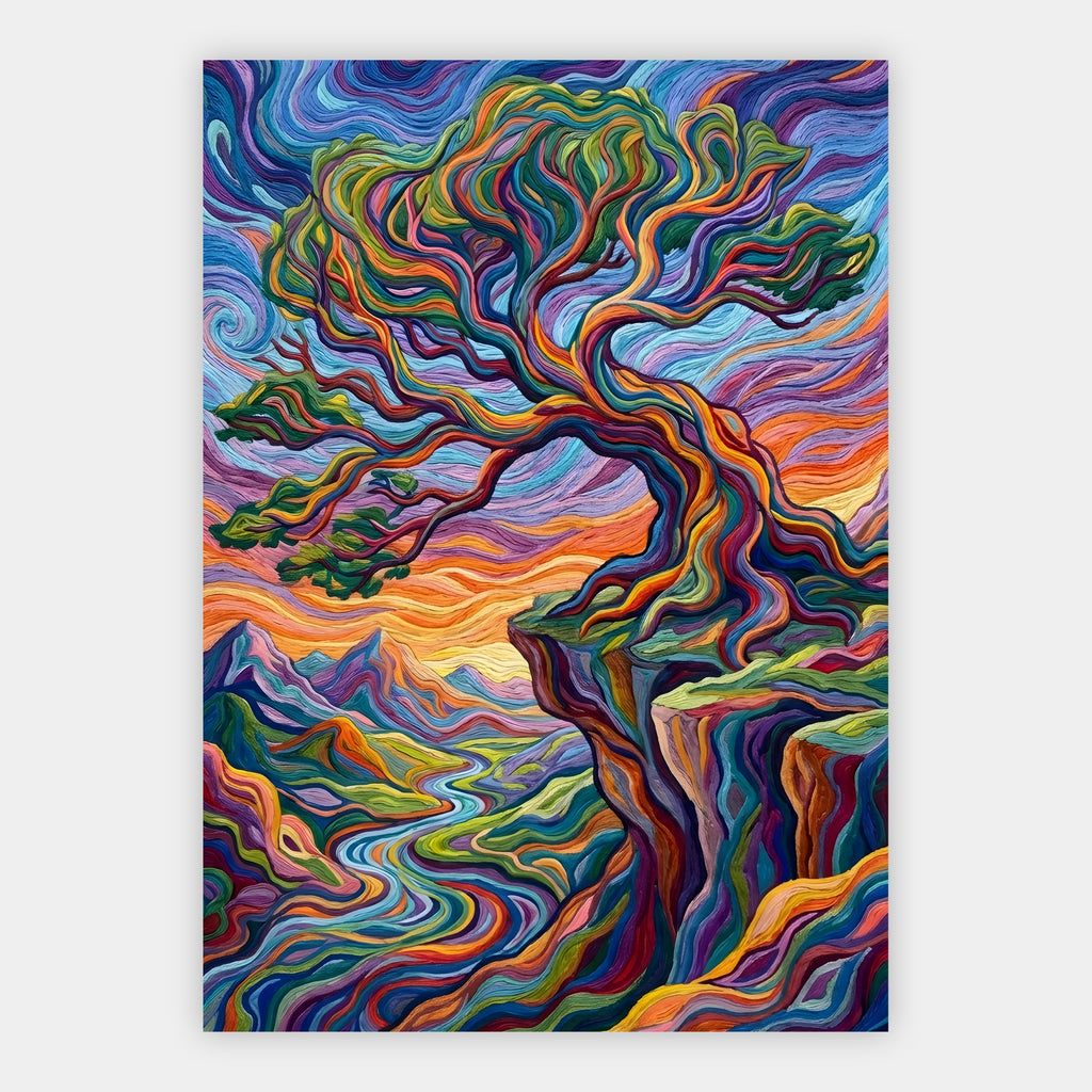 Psychedelischer Baum in Wellenfarben Poster – Freisteller