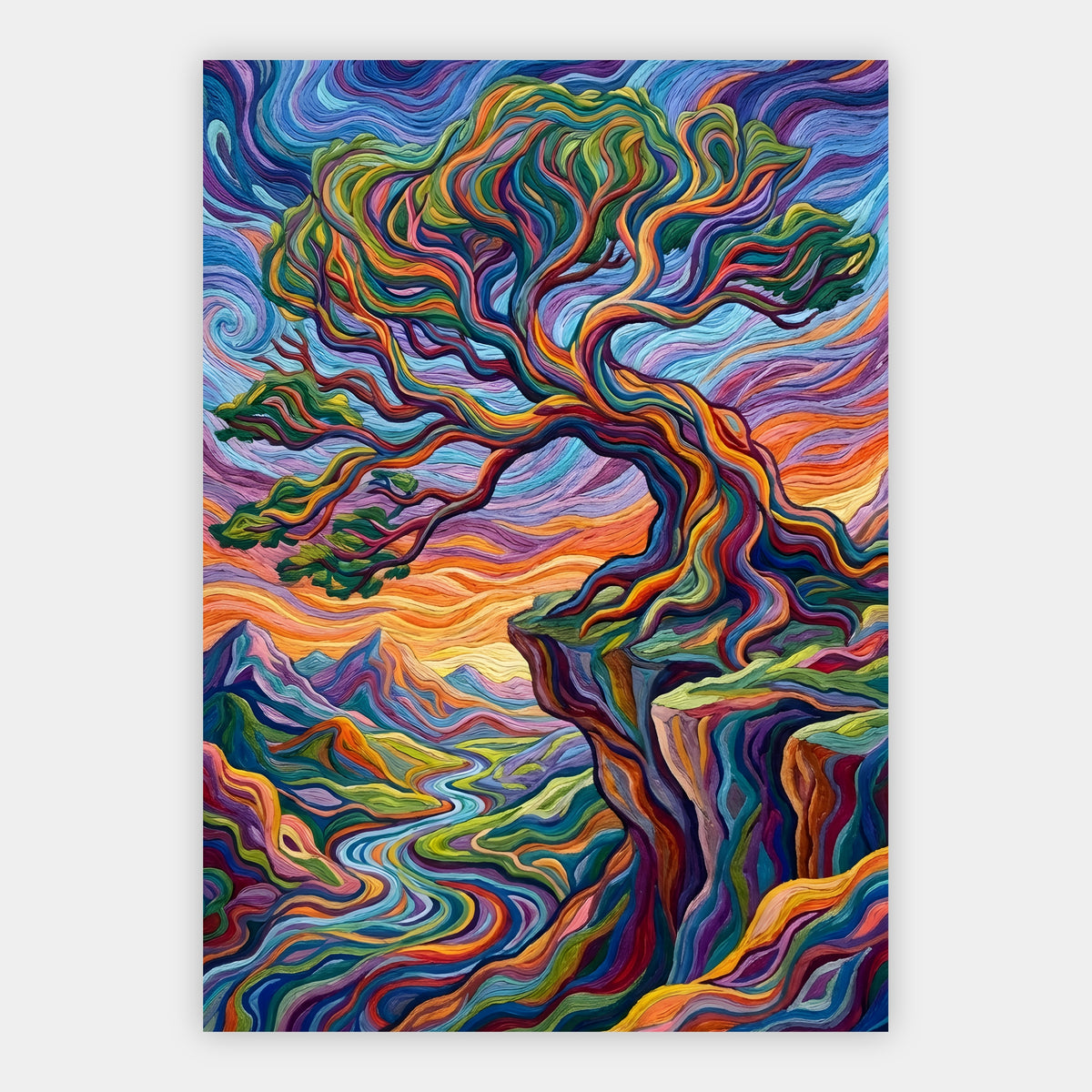 Psychedelischer Baum in Wellenfarben Poster – Freisteller