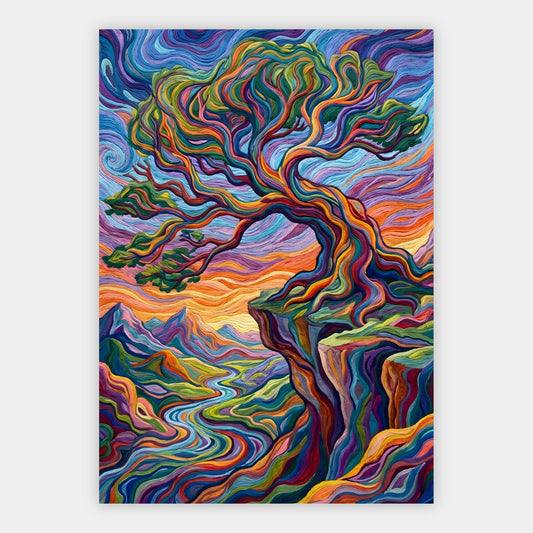 Psychedelischer Baum in Wellenfarben Poster – Freisteller