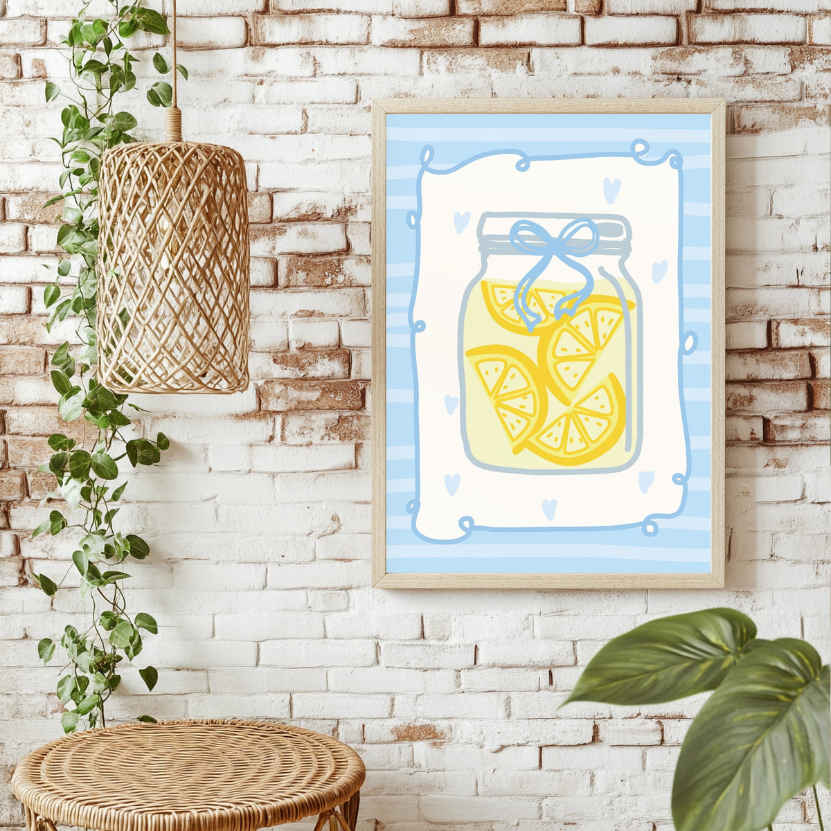Limonadenglas mit Zitronen Poster – Raumansicht 1