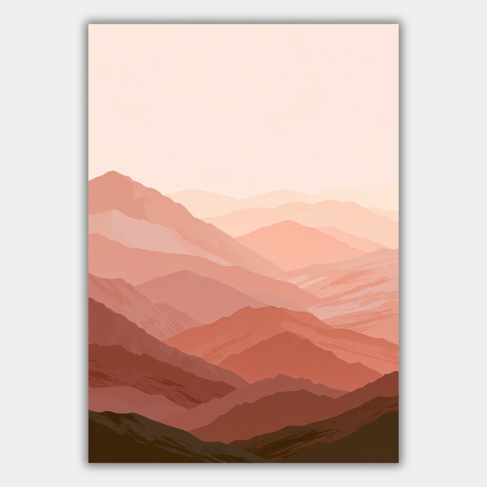 Berge in Altrosa Verlauf Poster – Produktansicht 1