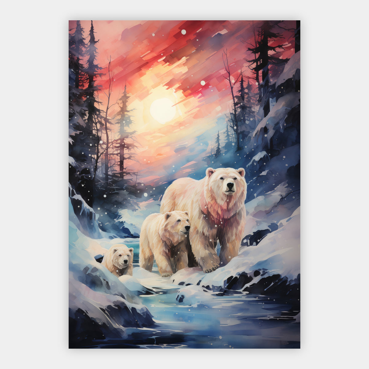 Eisbären in der Winterlandschaft Poster – Freisteller