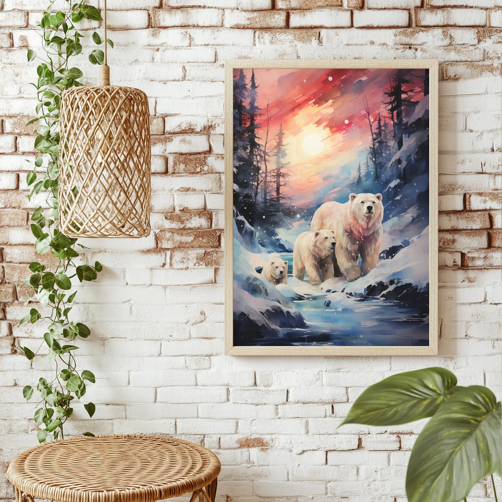 Eisbären in der Winterlandschaft Poster – Raumansicht 1