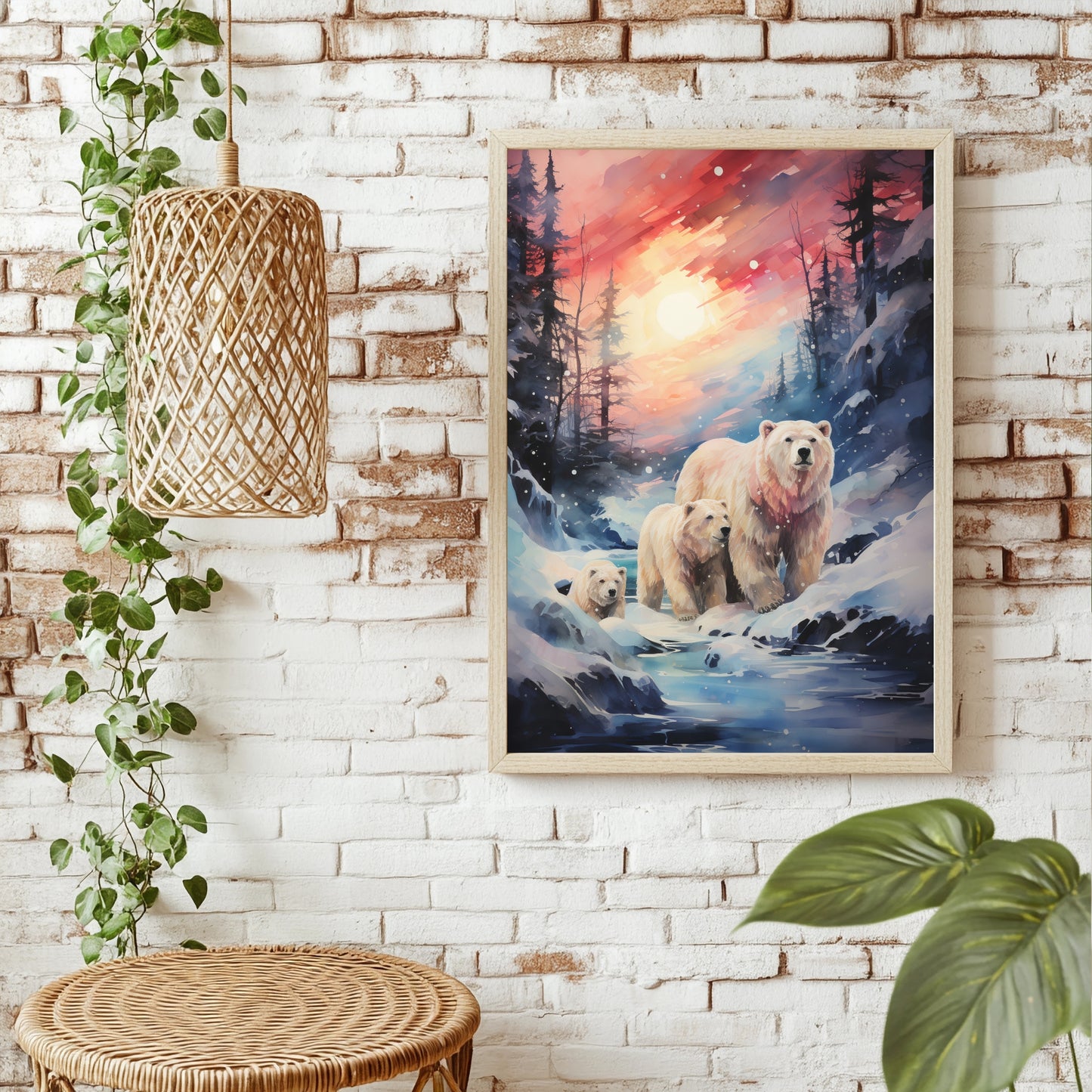 Eisbären in der Winterlandschaft Poster – Raumansicht 1