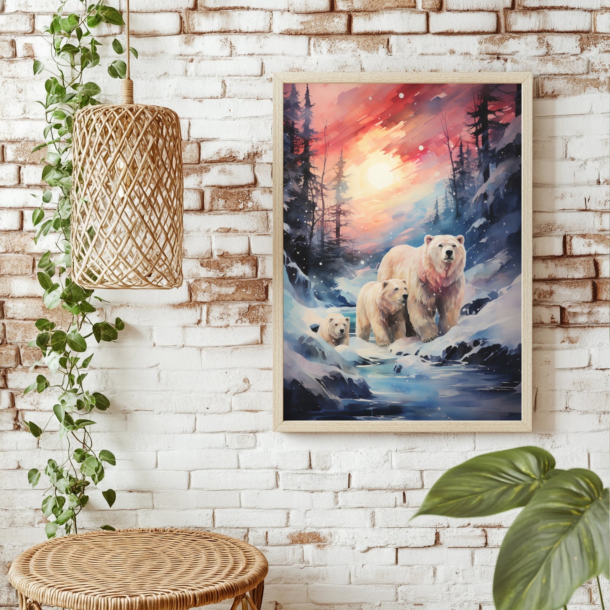 Eisbären in der Winterlandschaft Poster – Raumansicht 1