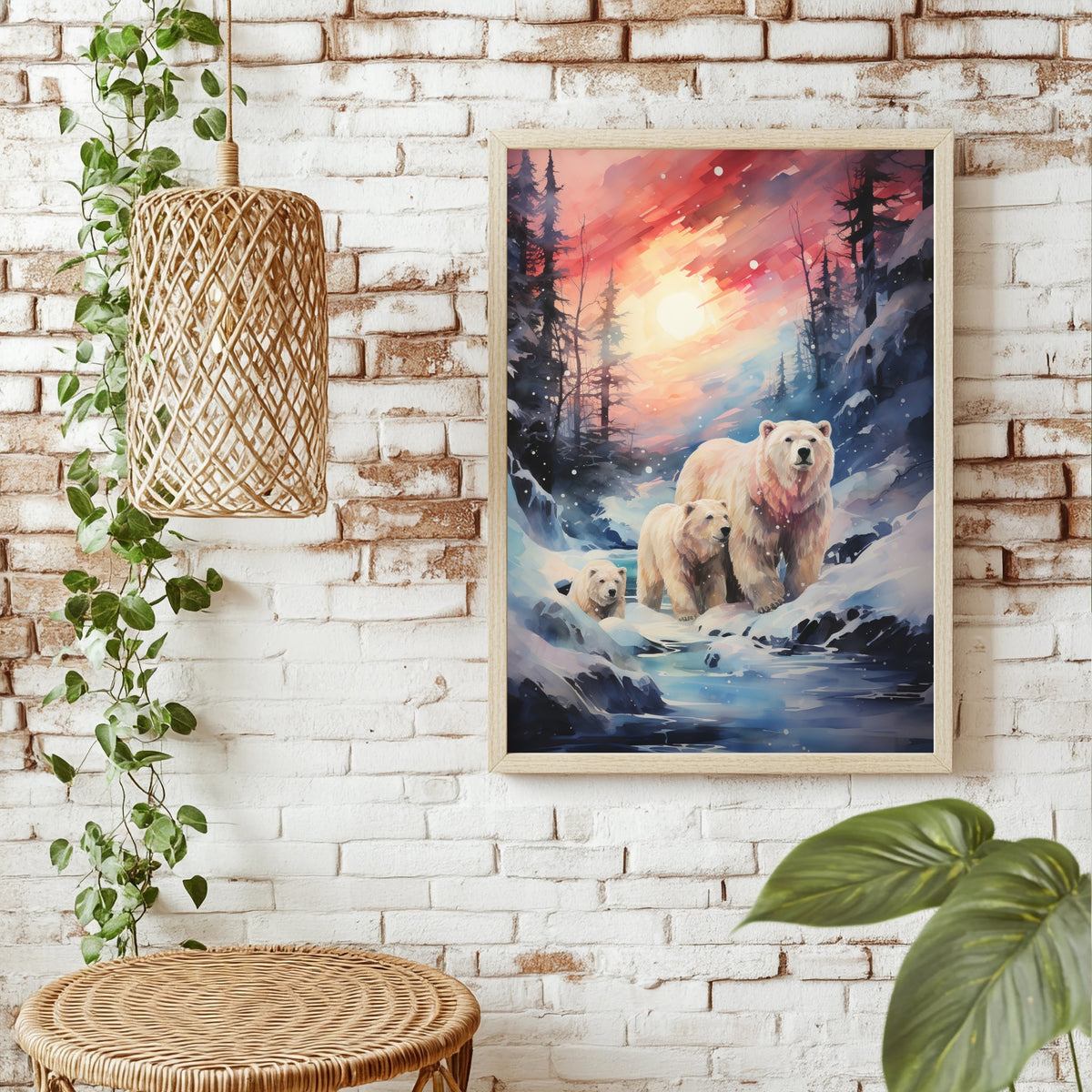 Eisbären in der Winterlandschaft Poster – Raumansicht 1