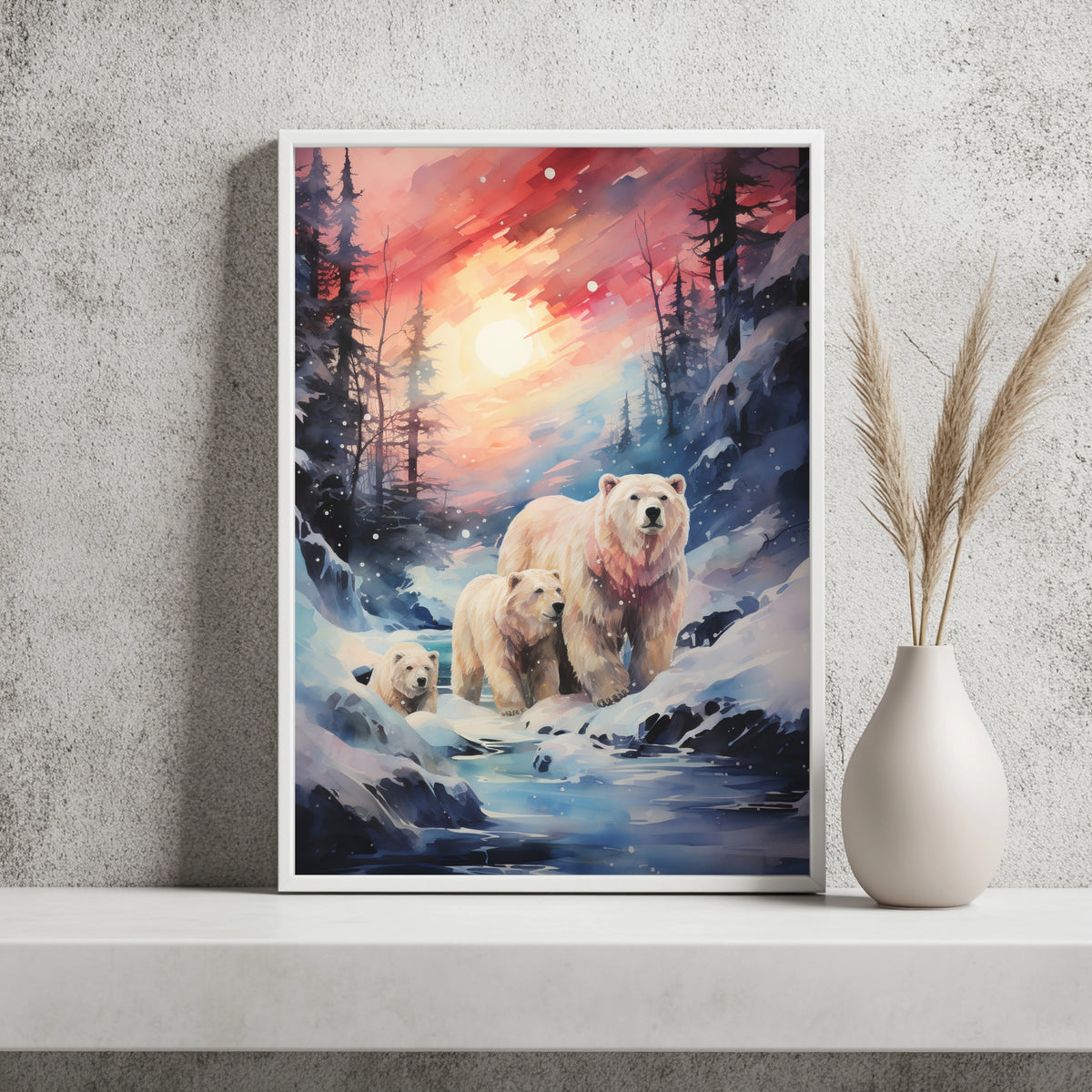 Eisbären in der Winterlandschaft Poster – Raumansicht 2