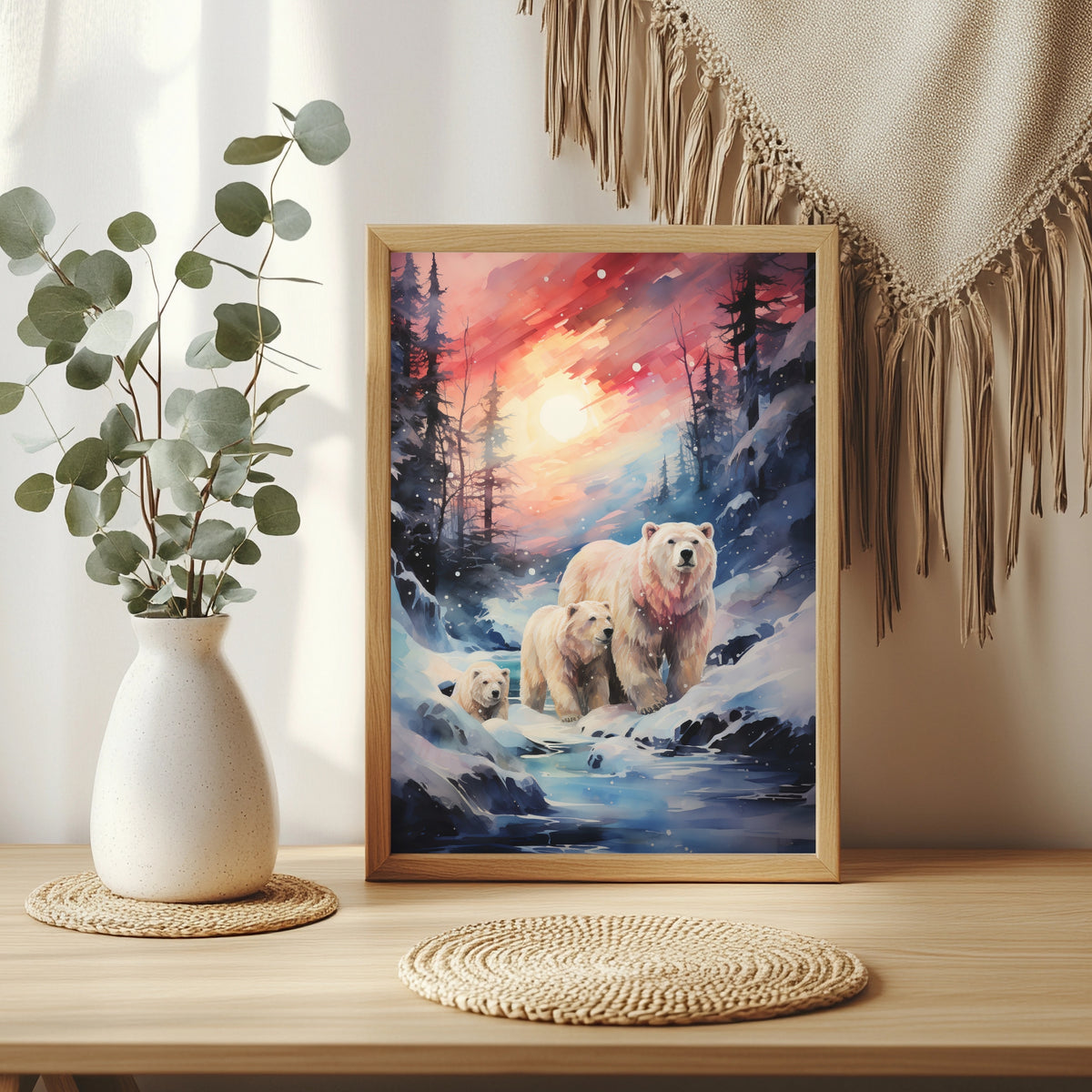 Eisbären in der Winterlandschaft Poster – Raumansicht 3