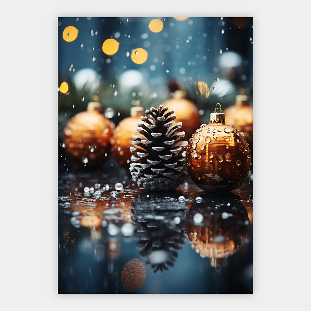 Tannenzapfen mit goldener Kugel Poster – Freisteller