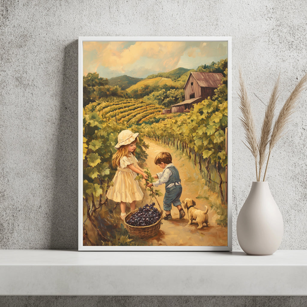 Kinder bei der Weinlese Poster – Raumansicht 2