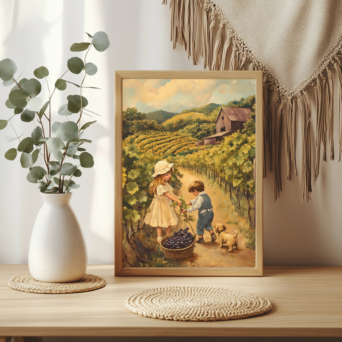 Kinder bei der Weinlese Poster – Raumansicht 3