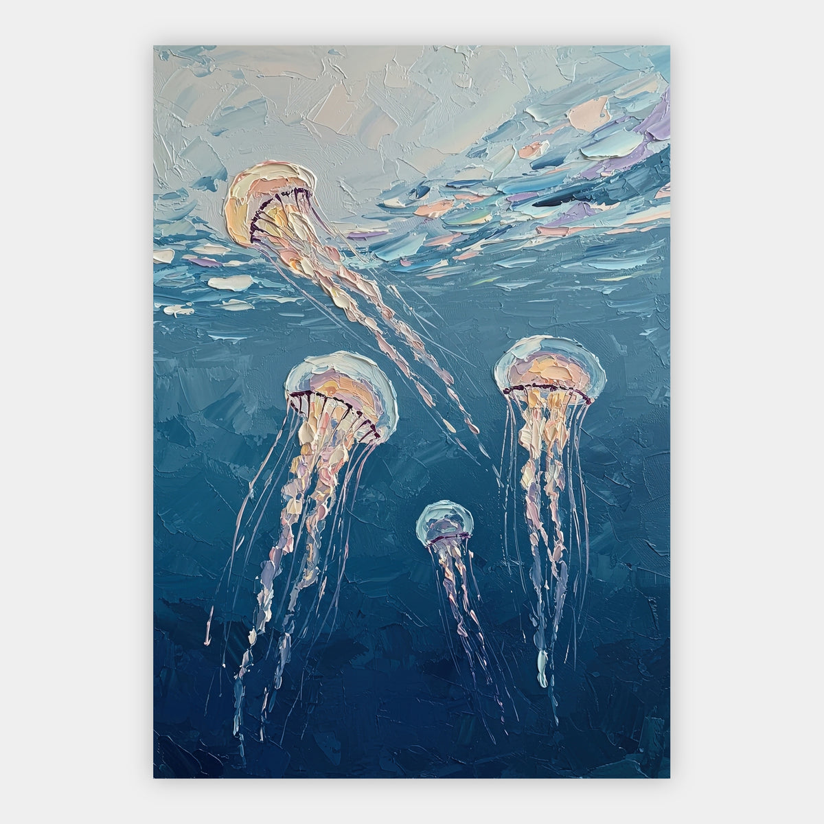 Quallen im blauen Meer Poster – Freisteller