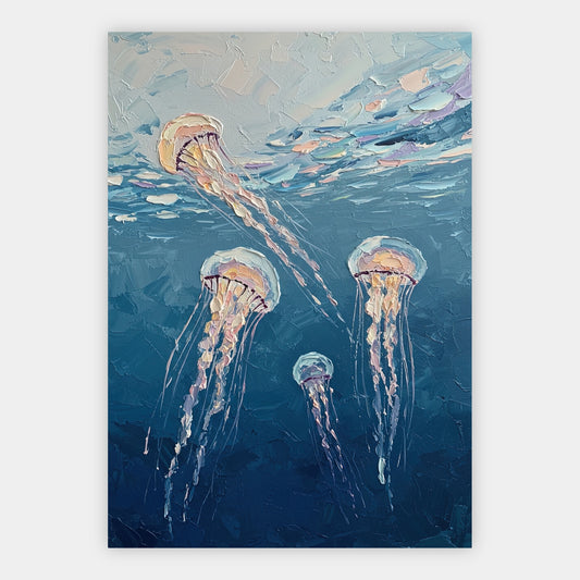 Quallen im blauen Meer Poster – Freisteller