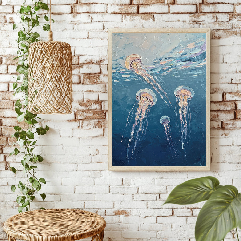 Quallen im blauen Meer Poster – Raumansicht 1