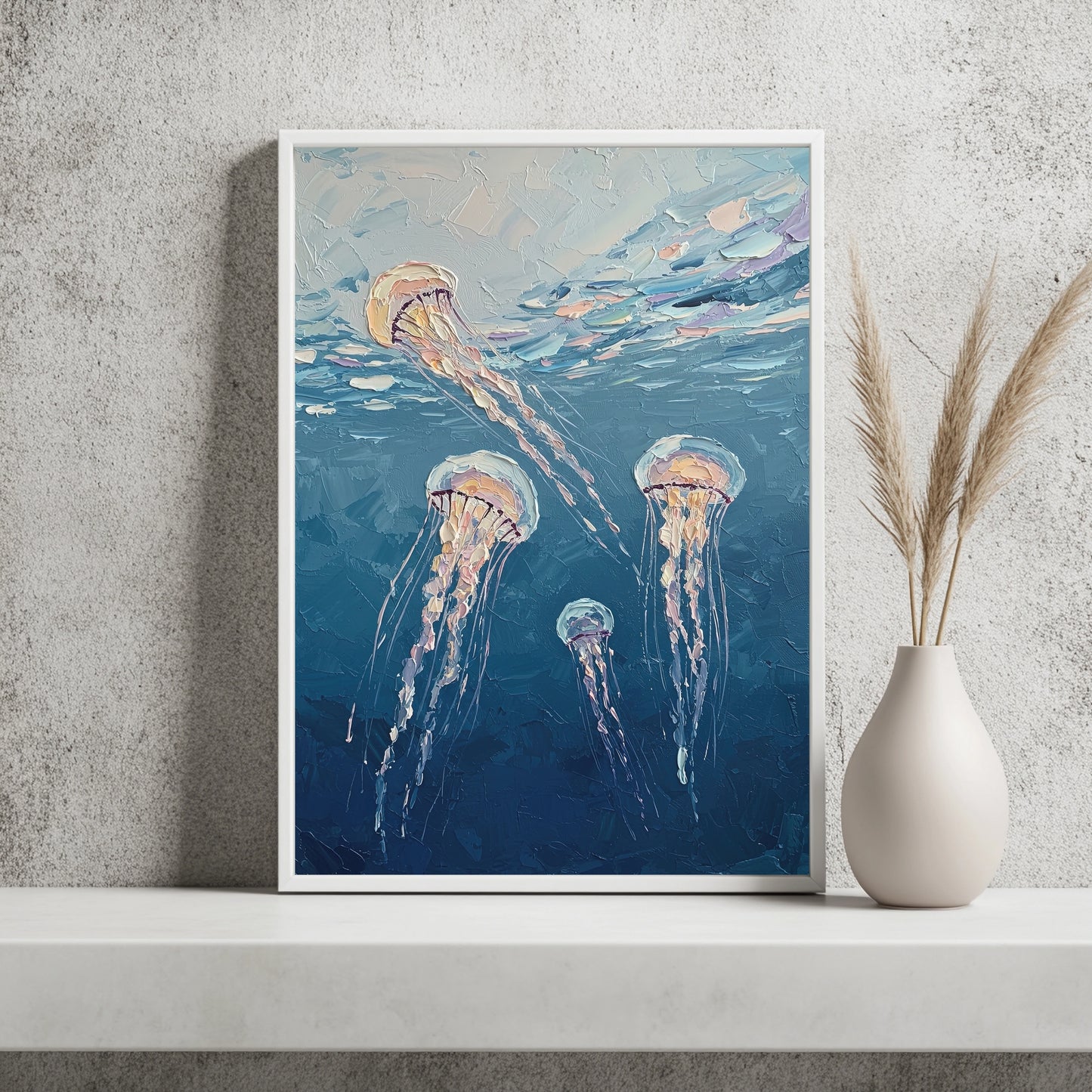 Quallen im blauen Meer Poster – Raumansicht 2