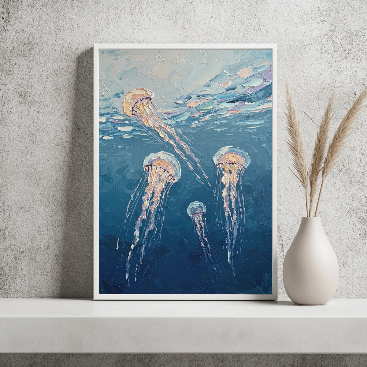 Quallen im blauen Meer Poster – Raumansicht 2
