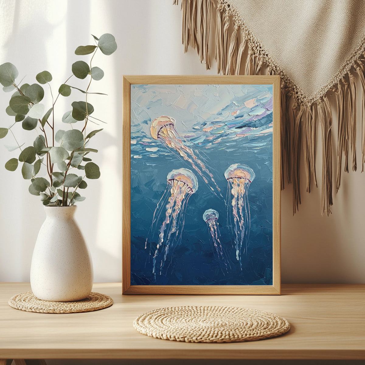 Quallen im blauen Meer Poster – Raumansicht 3