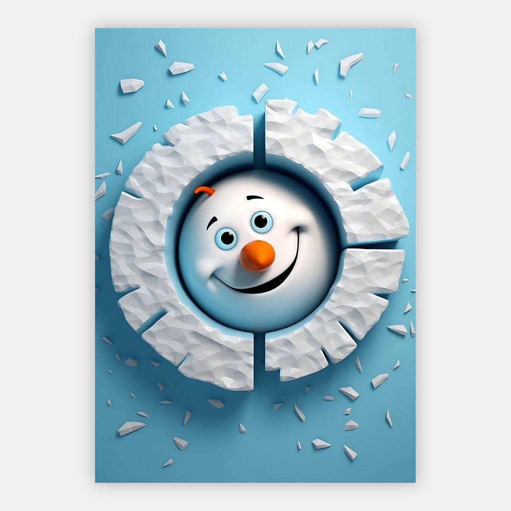 Schneemann im Eisloch Poster – Freisteller