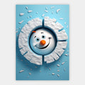 Schneemann im Eisloch Poster – Freisteller